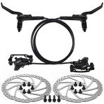 TOBWOLF 1 Pair MTB Disc Brake Set, Hydraulic Disc Brake Kit with 160mm Rotors, Left Front 81cm & Right Rear 147cm, Aluminum Oil Pressure Calipers Levers for Mountain Bike E-Bike Fat Bike Road Bike