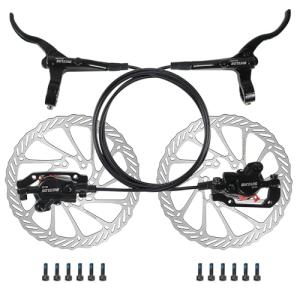 BUCKLOS MTB Hydraulic Disc Brakes Set with 160mm Rotors 2 Piston Bike Disc Brake Aluminum Alloy Levers with Calipers PM/IS Adapter Fit for Mountain Bike, Road Bike, BMX HB-323