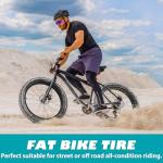 MEGHNA Fat Bike Tire 24 x 3.0 inch E Bike Tire 75-507 Foldable Knobby High Traction Replacement for Snow Bike Kids Fat Bike Electric Bike