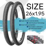 26-inch Mountain Bike Tires Set: Hycline 2-Pack 26x1.95 inch (54-559mm) Folding Replacement Puncture-Resistant Bicycle Tires and Pair 26-inch Inner Tubes with Tire Levers for MTB Off-Road Bike