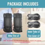 24-inch Mountain Bike Tires Set: Hycline 2-Pack 24x1.95 inch (54-507mm) Folding Replacement Puncture-Resistant Bicycle Tires and Pair 24-inch Inner Tubes with Tire Levers for MTB Off-Road Bike
