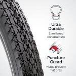 Schwinn Replacement Bike Tire, 26" x 2.125" Cruiser Bike Tire, Smooth Tread Pattern, Puncture Guard, Fits Internal Rim Widths 19mm-29mm, PSI Range 40 to 65
