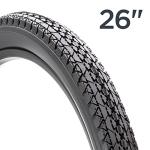 Schwinn Replacement Bike Tire, 26" x 2.125" Cruiser Bike Tire, Smooth Tread Pattern, Puncture Guard, Fits Internal Rim Widths 19mm-29mm, PSI Range 40 to 65
