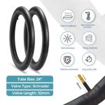 24-inch Mountain Bike Tires Set: Hycline 2-Pack 24x1.95 inch (54-507mm) Folding Replacement Puncture-Resistant Bicycle Tires and Pair 24-inch Inner Tubes with Tire Levers for MTB Off-Road Bike