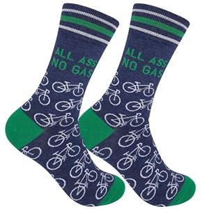 FUNATIC All Ass No Gas Funny Bike Socks | Novelty Cyclist Lover Gift Idea with Saying | Best Biker Themed Holiday Party Apparel Present | Unique Bicycle Riding Enthusiast Related Item for Men Women