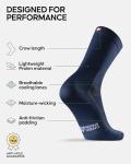 DANISH ENDURANCE Cycling Socks, Crew Length, Breathable, Cushioned, Biking Socks for Men & Women, 3 & 5-Pack, Multicolor (1 X Stripes, 1 X Black, 1 X Blue), Large