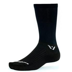 Swiftwick- ASPIRE SEVEN Cycling Socks, Firm Compression Fit, Tall Crew (Black, Large)