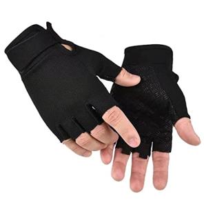 SUJAYU Fingerless Biking Gloves - Men & Women (Black, Medium)