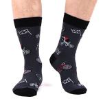 WeciBor 5-Pack Funny Cycling Crew Socks for Men - Novelty Bike Pattern, Perfect for Cyclists, Size 9-13