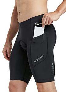 baleaf Men's Bike Shorts 3D Padded Cycling Road Biking Bicycle Riding Clothes Pockets UPF 50+ MTB Accessories Tights Black M