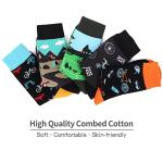 WeciBor 5-Pack Funny Cycling Crew Socks for Men - Novelty Bike Pattern, Perfect for Cyclists, Size 9-13