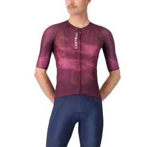CASTELLI Men’s Climber’s A/C Jersey, Quarter Length Sleeve, Full Zip, Road Cycling & Gravel Biking Jersey with UV Protection - Deep Bordeaux/White - X-Large