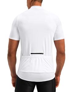 Men's Cycling Jersey Moisture Wicking Short Sleeve Half Zip Bike Road Mountain Biking Bicycle Biker Quick Dry UPF SPF Riding Sun Protection Racing Shirts for Men Zipper Pockets(White,XL)