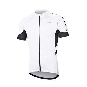 ARSUXEO Men's Short Sleeves Cycling Jersey Bicycle MTB Bike Shirt 636 White Size L
