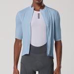 YKYWBIKE Pro Cycling Jersey Men Aero Bike Jersey Short Sleeve Road Bike Shirt Wicking Breathable Quick Dry 4 Pocket Bicycle Biking Sun Protection Grey