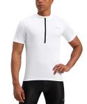 Men's Cycling Jersey Moisture Wicking Short Sleeve Half Zip Bike Road Mountain Biking Bicycle Biker Quick Dry UPF SPF Riding Sun Protection Racing Shirts for Men Zipper Pockets(White,XL)
