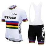X-CQREG Cycling Jersey Men Set Bib Shorts Set Summer Mountain Bike Bicycle Suit Anti-UV Bicycle Team Racing Uniform Clothes (White, X-Large)