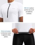 Men's Cycling Jersey Moisture Wicking Short Sleeve Half Zip Bike Road Mountain Biking Bicycle Biker Quick Dry UPF SPF Riding Sun Protection Racing Shirts for Men Zipper Pockets(White,XL)