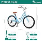 YITAHOME 24-Inch 7-Speed Beach Cruiser Bike
