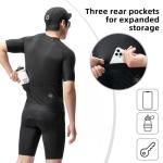 ROCKBROS Men's Cycling Jersey Short Sleeve Road Bike Shirt Zipper Pocket Quick Dry Bicycle Jersey White