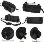 2.5L Bike Handlebar Bag, Waterproof Bicycle Accessories, Bike Frame Front Pouch with Zipper and Shoulder Strap
