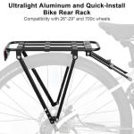 Bike Rear Rack Aluminum: Fits Most 26-29" No Disc Brake & Some Disc Brake Bikes (See The Image Gallery to Check Compatibility), 60lbs Capacity Bike Cargo Rack, Assembly
