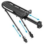 Bike Rear Rack Retractable Aluminum Alloy Bicycle Cargo Rack Mount Cycle Luggage Carrier Rear Seat Post Rack, Max Weight 55lb