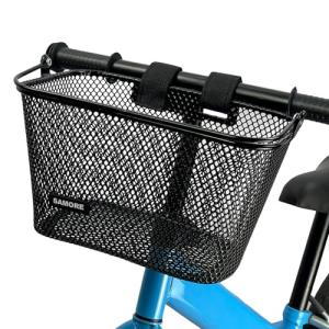 SAMORE Kids Bike Basket with Handle Black Bike Baskets for Children Cute Small Front Bicycle Handlebar Basket for Girls & Boys