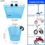Mkuero Kids Bike Basket, Front Bicycle Basket for Boy and Girl, Metal Children's Bicycle Basket, Cute Kids Bike Decorative Accessories, Blue