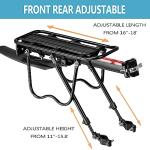 YONTUO Rear Bike Rack,115 LB Capacity Solid Bearings Bike Cargo Rack w/Fender & Large Size Reflective,Quick Release Mountain Road Bicycle Rear Racks,Universal Bike Luggage Touring Carrier Rack