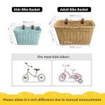 GRANNY SAYS Kids Bike Basket, Bicycle Bike Baskets for Kids, Small Wicker Basket for Bike, 9¾" x 7" x 6", Cyan