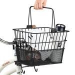 Retrospec Apollo Detachable Front Bike Basket Steel Half-Mesh with Integrated Detachable Hooks and Built-in Handle, Easy Assembly and Portability for Bicycles