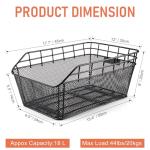 Rear Bike Basket - Large Bicycle Rear Basket with Cargo Net and Waterproof Cover, Wire Bike Baskets Rear Large Capacity (NO Bike Rack Include)