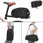 MOSISO Bike Rack Bag, Waterproof Bicycle Trunk Pannier Rear Seat Pouch Cycling Bike Carrier Backseat Storage Luggage Saddle Shoulder Bag, Black