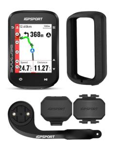 iGPSPORT BSC200S GPS Bike Computer, Wireless Route Navigation 2.4'' Screen Bluetooth ANT+ Cycle Computer IPX7 Waterproof (Bundle)