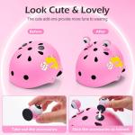 Odoland Kids Bike Helmet for Boys & Girls, Toddler Bicycle Helmet Adjustable Fits 48-54cm, Safety Multi-Sport Helmet Design for Children, Playful Pink Dino