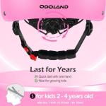 Odoland Kids Bike Helmet for Boys & Girls, Toddler Bicycle Helmet Adjustable Fits 48-54cm, Safety Multi-Sport Helmet Design for Children, Playful Pink Dino