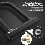 Sportneer Bike Lock: Heavy Duty Anti Theft Bike U Lock with 5ft Security Steel Cable - 17mm Shackle Bicycle U-Locks with 2 Keys & Mounting Bracket for Road Mountain Bike, Size 7.76''x5.02'', 1.64lb