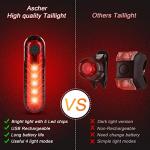 Ascher Ultra Bright USB Rechargeable Bike Light Set, Powerful Bicycle Front Headlight and Back Taillight, 4 Light Modes, Easy to Install for Men Women Road Mountain Cycling Black, Set of 2