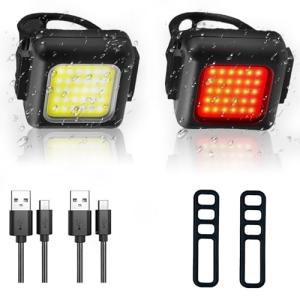Bike Lights Set [3+3 Modes], Rechargeable Bicycle Light Set Ultra Bright, IPX5 Waterproof Bike Lights for Night Riding, Bike Headlight and Tail Light Reflectors