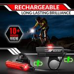 Bike Lights for Night Riding, USB Rechargeable Bike Lights Front and Back, LED Bicycle Headlight and Tail Light Set, Waterproof Bikelights Rechargeable for Mountain Bikes, Kids Bike Light, MTB Light