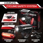 Bike Lights for Night Riding, USB Rechargeable Bike Lights Front and Back, LED Bicycle Headlight and Tail Light Set, Waterproof Bikelights Rechargeable for Mountain Bikes, Kids Bike Light, MTB Light
