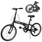 Bonusall 20" Folding Bike for Adults, Lightweight Aluminum Frame 7-Speed City Commuter Bicycle, Step-Through Foldable Bike for Women Men Seniors, Compact & Portable - Black