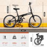 Bonusall 20" Folding Bike for Adults, Lightweight Aluminum Frame 7-Speed City Commuter Bicycle, Step-Through Foldable Bike for Women Men Seniors, Compact & Portable - Black