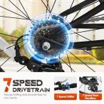 Superday 20 Inch Folding Bike, 7-Speed Lightweight Foldable Bike for City Commuting, Folding Bicycle with V Brake Adjustable Stem, Folding Bikes for Adults/Men/Women/Teenagers(Black)