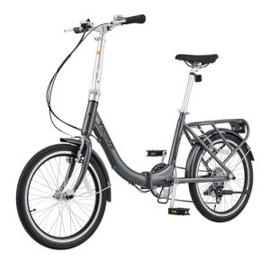 VIRIBUS Folding Bike, 20 inch Lightweight Foldable Bike for Adults 7 Speed with Aluminum Frame, Basket & Rear Rack, Step Through Collapsible Bike for Women Men Seniors City Commuter, Grey