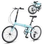 VIRIBUS Folding Bike for Adults, 20 inch Foldable Bike 7 Speed, Lightweight Compact Bicycle, Portable Collapsible Bikes for Adult Men Women City Commuters, 90% Pre-Assembled, Fold Up Bikes Mint