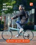 VIRIBUS Folding Bike for Adults, 20 inch Foldable Bike 7 Speed, Lightweight Compact Bicycle, Portable Collapsible Bikes for Adult Men Women City Commuters, 90% Pre-Assembled, Fold Up Bikes Mint