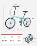 VIRIBUS Folding Bike for Adults, 20 inch Foldable Bike 7 Speed, Lightweight Compact Bicycle, Portable Collapsible Bikes for Adult Men Women City Commuters, 90% Pre-Assembled, Fold Up Bikes Mint