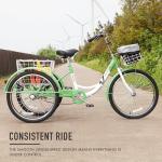 VIRIBUS Adult Tricycle, Single Speed Tricycle for Adults with Front & Rear Detachable Wheeled Baskets, 3 Wheel Bikes for Adults Women Men Seniors 1 Speed, 400 lb. Capacity Three Wheeler, 26 inch Sage
